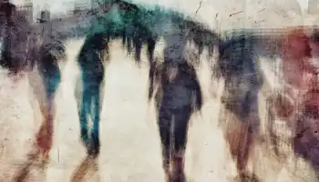 Immagine astratta di persone che camminano per strada